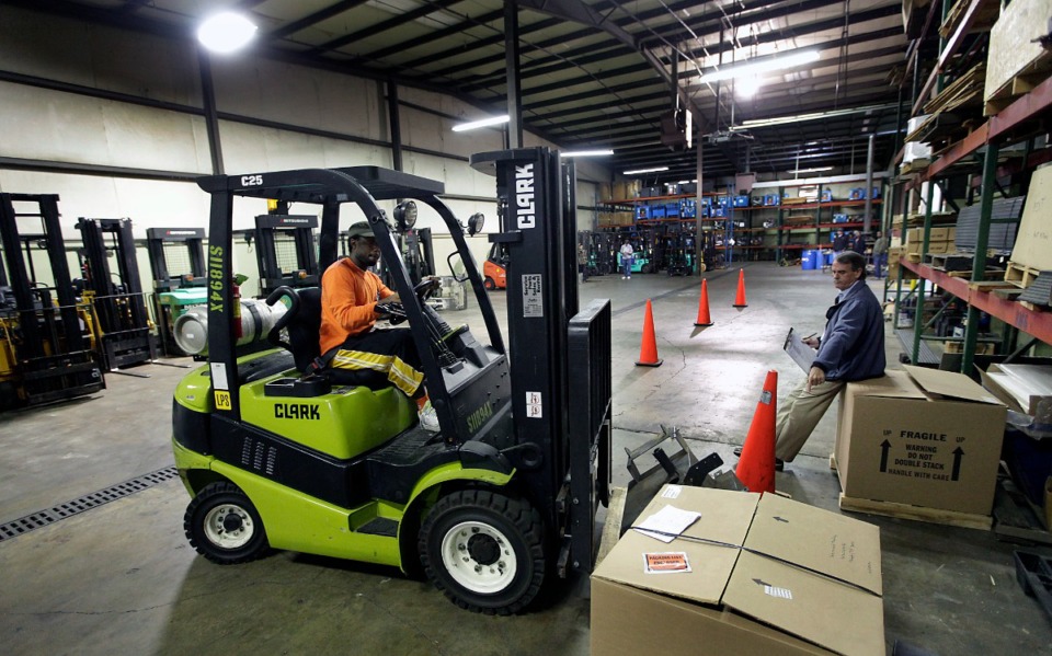 <strong>A student practices in the forklift safety certification program at Delta Materials Handling Inc. in 2010.&nbsp;Delta is launching a 15,000-square-foot facility in Jackson, Tennessee.</strong>&nbsp;(Lance Murphey/Daily Memphian file)
