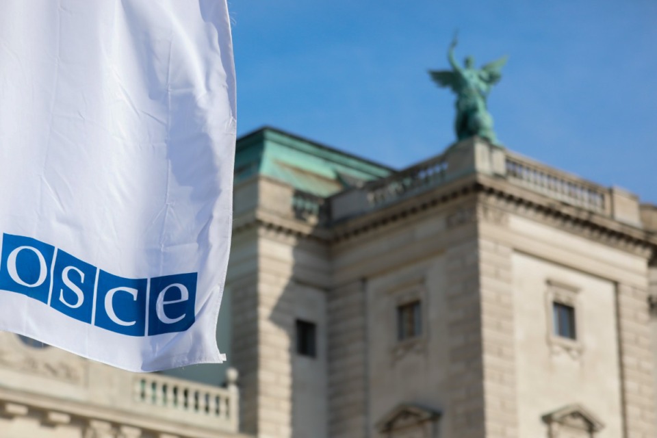 <strong>Flags wave in front of the entrance of the Permanent Council of the Organization for Security and Cooperation in Europe (OSCE) in Vienna, Austria. Memphis Democrat Steve Cohen has attended the OSCE gathering in his role as cochairman of the U.S.&rsquo;s Helsinki Commission.</strong>&nbsp;(Lisa Leutner/AP)