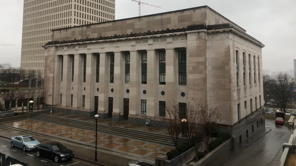 <strong>Rain falls on the Tennessee Supreme Court in Nashville on Thursday, Feb. 24. The court heard arguments for a second time in the case over Gov. Bill Lee&rsquo;s controversial Education Savings Account law.</strong> (Ian Round/The Daily Memphian)