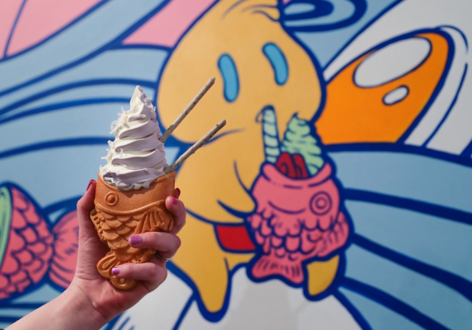 <strong>The fish-shaped waffle cones match the one on a mural at Good Fortune Co. on South Main Street.</strong> (Patrick Lantrip/Daily Memphian)