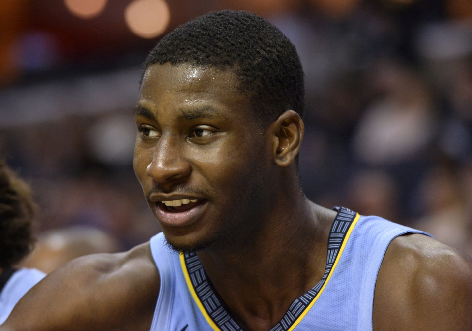 <span><strong>Memphis Grizzlies forward Jaren Jackson Jr. sits on the bench in the second half of an NBA basketball game against the Indiana Pacers Saturday, Jan. 26, 2019, in Memphis, Tenn.</strong> (AP Photo/Brandon Dill)</span>