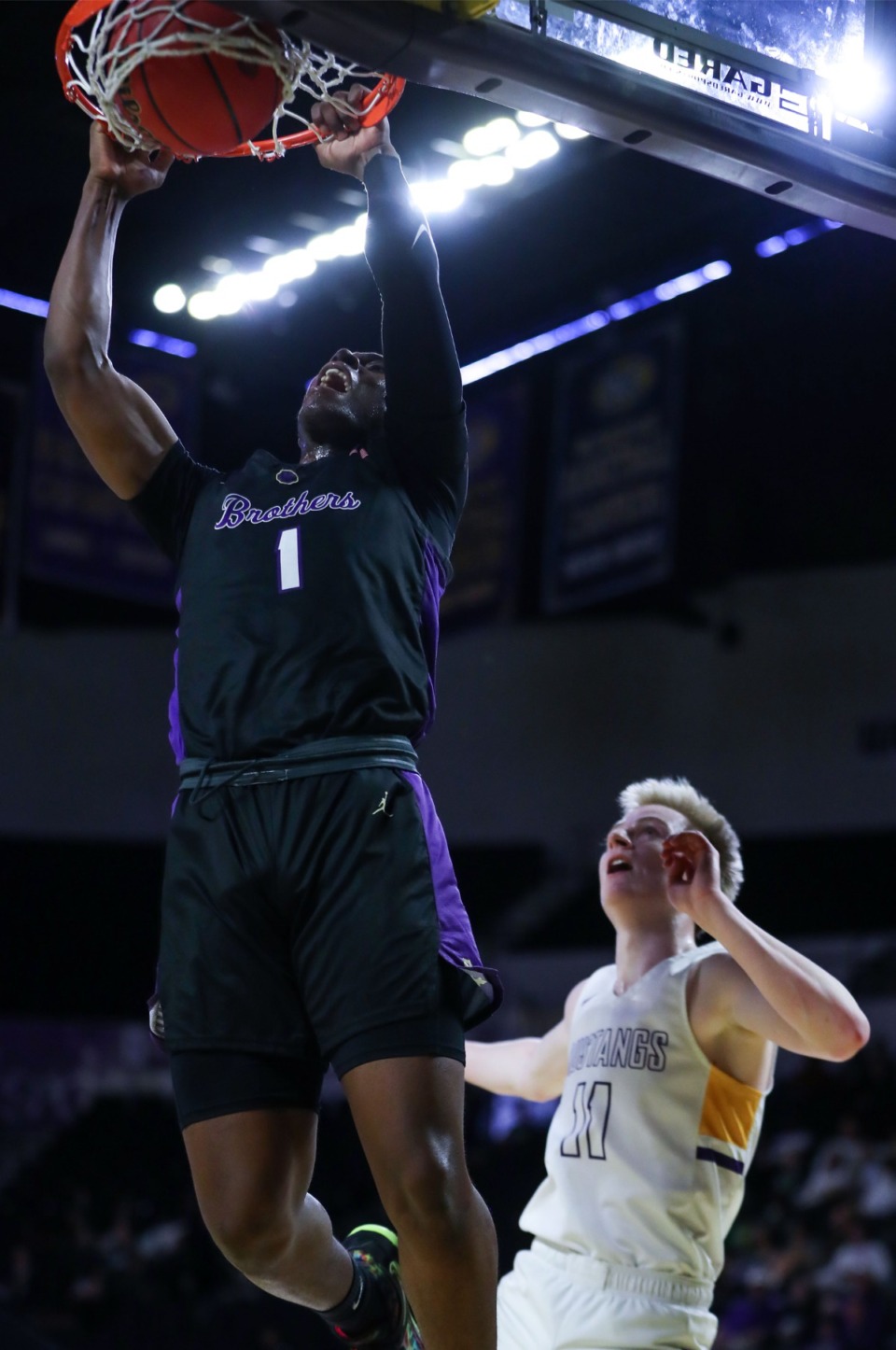 <strong>CBHS forward Chandler Jackson (1) dunks the ball against Lipscomb Academy on March 3, 2022.</strong> (Patrick Lantrip/Daily Memphian)