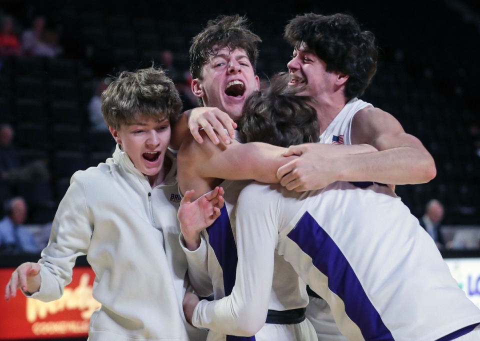<strong>CBHS players celebrate after winning the TSSAA Div. II Class AA state championship game against Knoxville Catholic at Hooper Eblen Center in Cookeville.</strong> (Patrick Lantrip/Daily Memphian)