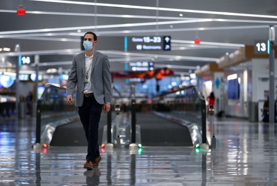 <strong>Zach Shaw leaves Memphis International Airport's new concourse after a grand opening ceremony Feb. 15, 2022. Airport officials are predicting a 73% increase of travelers this Spring Break from the same period in 2020.&nbsp;</strong> (Patrick Lantrip/Daily Memphian file)