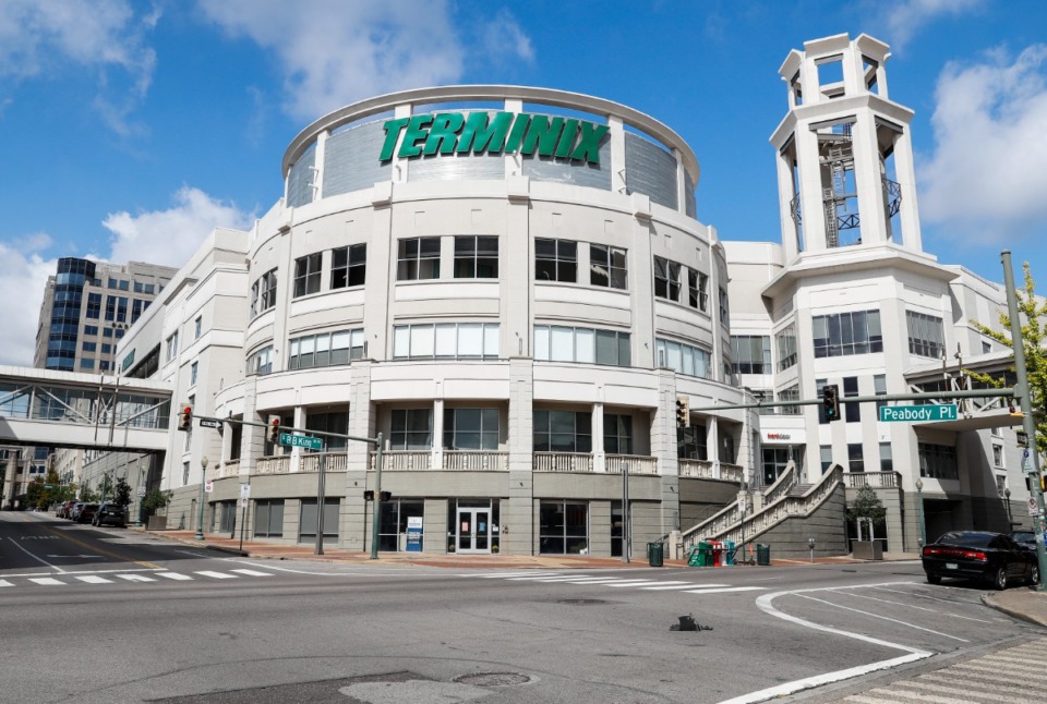 <strong>The new Terminix sign on their corporate offices downtown on Wednesday, , Oct. 6, 2020.</strong> (Mark Weber/The Daily Memphian)