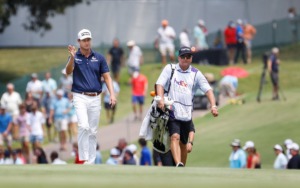 <strong>PGA golfer Harris English (left) walks up the first fairway during final round acton of the WGC-FedEx St. Jude Invitational on Sunday, Aug. 8, 2021 at TPC Southwind.</strong> (Mark Weber/The Daily Memphian file)