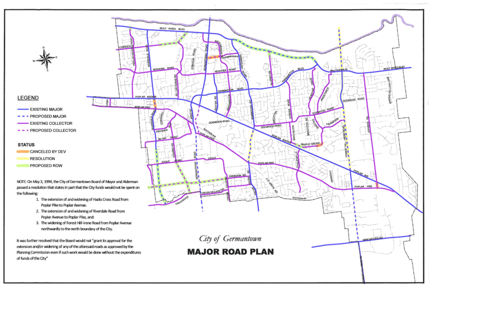 <strong>Germantown&rsquo;s current major road plan is more of a map than a comprehensive plan like the one the city is developing. The last update to the current major road plan was made in 2009.</strong> (Courtesy City of Germantown)