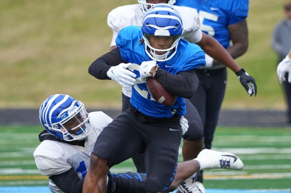 <strong>Brandon Thomas looked like his usual self, running hard like he did to start the season. </strong>(Harrison McClary/Special to The Daily Memphian)
