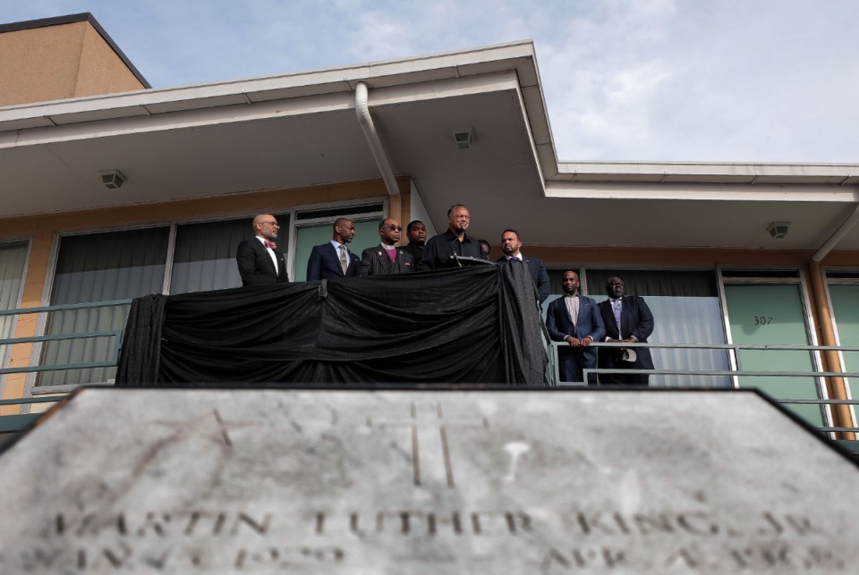 <strong>Rev. Jesse Jackson speaks April 4, 2022, at the Lorainne Motel, where Dr. Martin Luther King Jr. was shot and killed in 1968.</strong> (Patrick Lantrip/Daily Memphian)