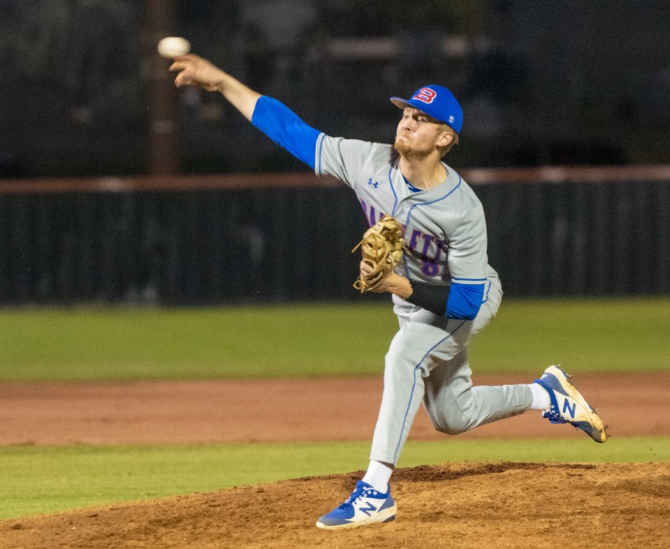 <strong>Bartlett pitcher Jackson Irwin kept the Houston Mustangs hitless through 3 innings April 4.</strong> (Greg Campbell/Special to The Daily Memphian)