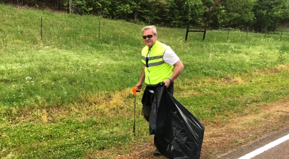<strong>DeSoto County supervisor Ray Denison, seen here during the 2021 DeSoto County cleanup, is a veteran roadside trash picker-upper.</strong> (Submitted)