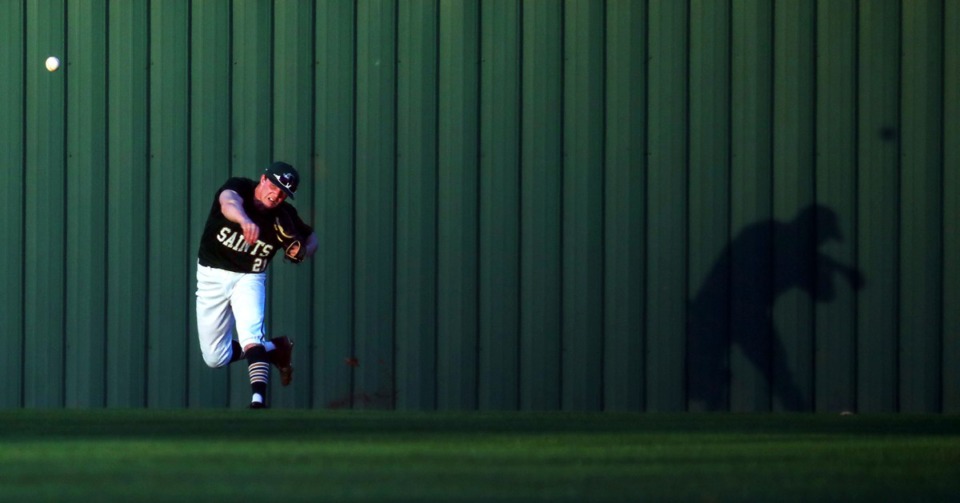 <strong>Briarcrest outfielder Josh Russell fields the ball during a March 15, 2021, game against Collierville.</strong> (Patrick Lantrip/Daily Memphian file)
