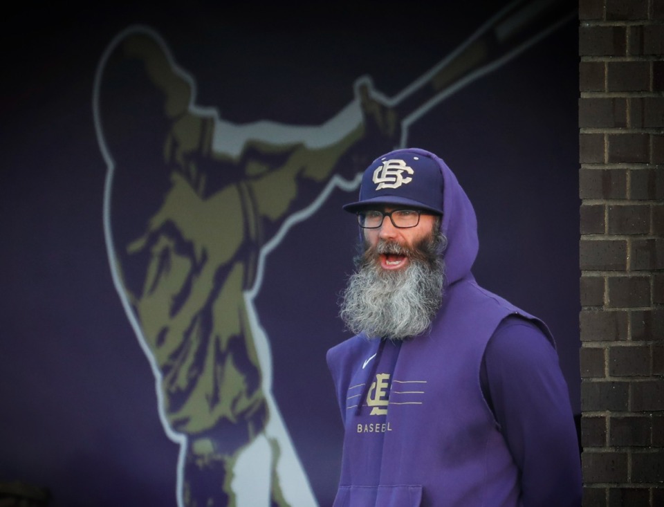 <strong>CBHS head coach Jason Motte watches the game against Briarcrest on Monday, April 18, 2022.</strong> (Mark Weber/The Daily Memphian)