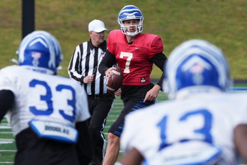 <strong>Grant Gunnell during the Memphis Tigers spring scrimmage at Centennial High School on April 02, 2022 in Franklin, Tennessee</strong>. (Photo: Harrison McClary)