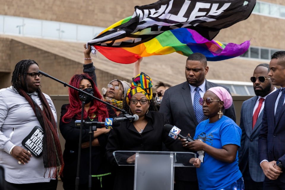 <strong>On March 11, Memphis Black Lives Matter activist Pamela Moses demanded during a press conference outside 201 Poplar that prosecutors dismiss all charges against her regarding her attempt to regain her voting rights.</strong> (Brad Vest/Special to The Daily Memphian)