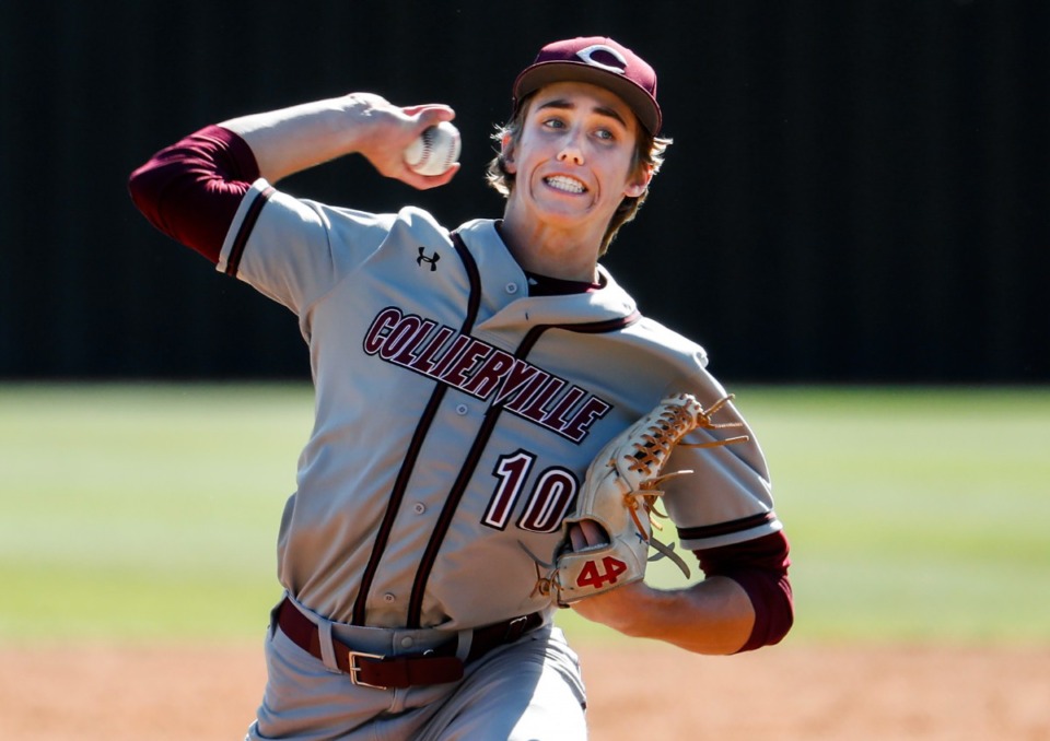 <strong>Collierville senior Grayson Saunier (in a file photo) is ranked by some as the No. 1 baseball prospect in Tennessee.&nbsp;</strong>(Mark Weber/The Daily Memphian)
