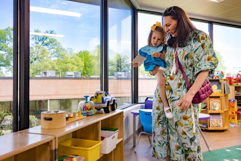 <strong>Mother and daughter Jade and Gwendolyn Planchon tour new Harwood Center facility at the University of Memphis South Campus on Friday April 22, 2022.</strong> (Ziggy Mack/Special to The Daily Memphian)