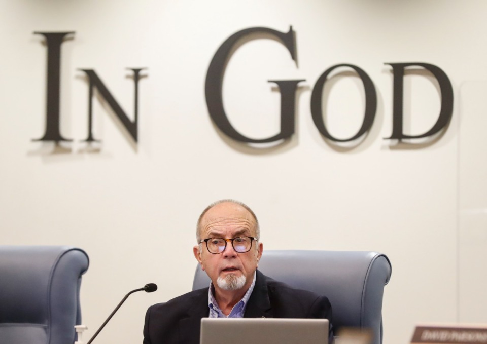 <strong>The Bartlett Board of Aldermen and Mayor A. Keith McDonald, seen here during a Feb. 22, 2022 meeting. A second reading will be held on May 10 followed by a public hearing and final reading on May 24.</strong> (Mark Weber/The Daily Memphian file)