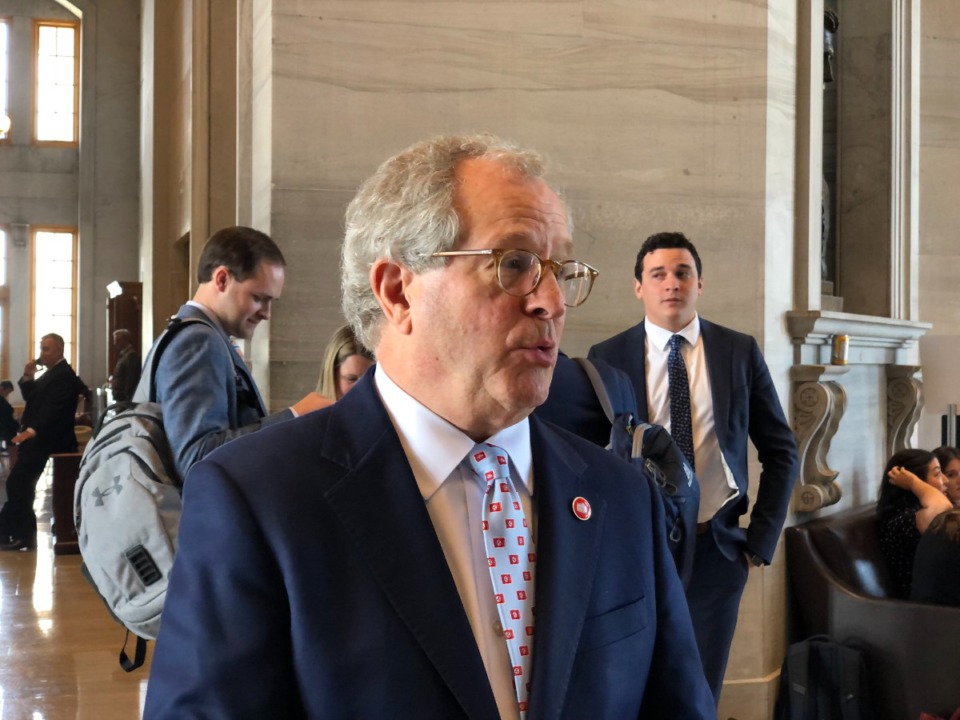 <strong>State Rep. Mark White (R-Memphis), who chairs the House Education Administration Committee, speaks to reporters after the House passed Gov. Bill Lee&rsquo;s school funding formula. White said it&rsquo;s not perfect, but there&rsquo;s time to tweak it before it takes effect.</strong> (Ian Round/The Daily Memphian)