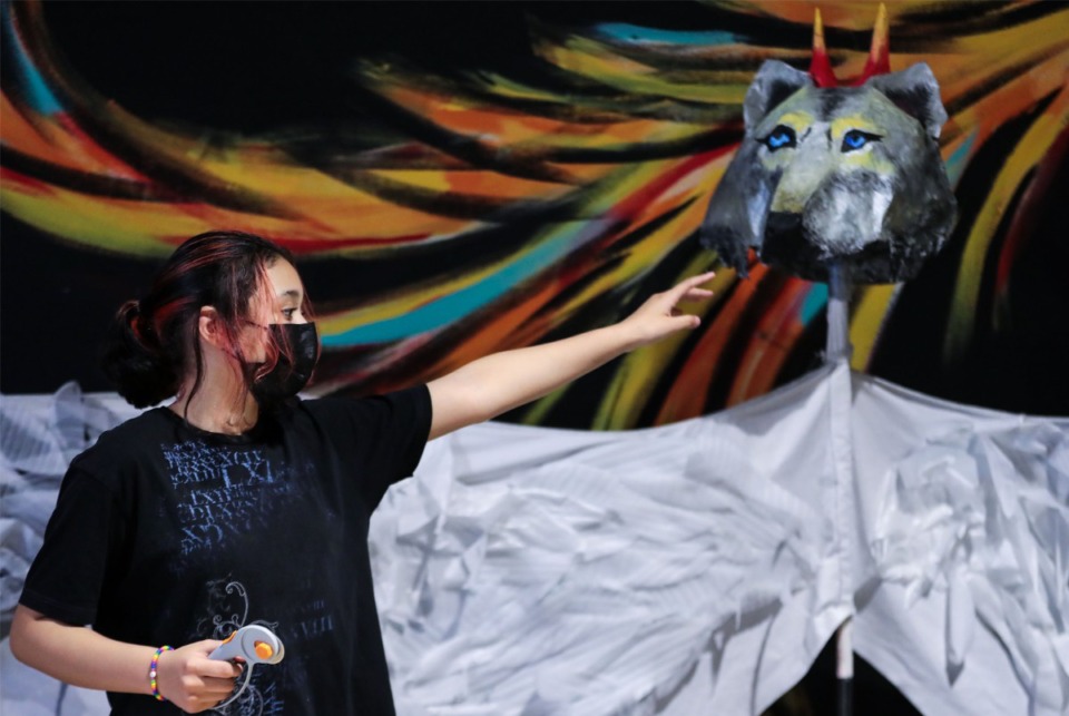<strong>Bellevue Middle School student Jeanelle Acosta works on her flying fire wolf puppet for the Giant Puppet Show block party at Off the Walls Arts.</strong>&nbsp;(Patrick Lantrip/Daily Memphian)