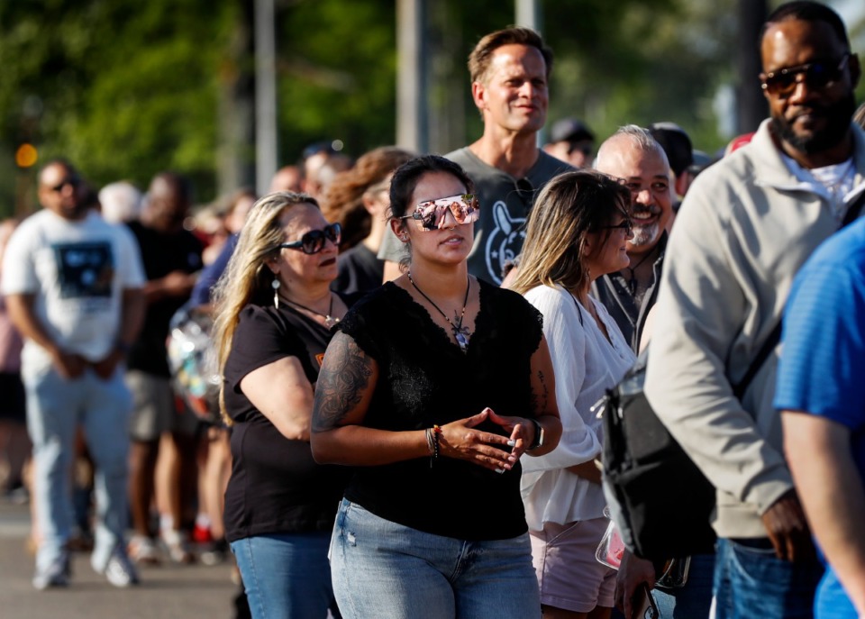 <strong>Fans lined up to enter the first day of the Beale Street Music Festival on Friday, April 29, at Liberty Park.</strong> (Mark Weber/The Daily Memphian)