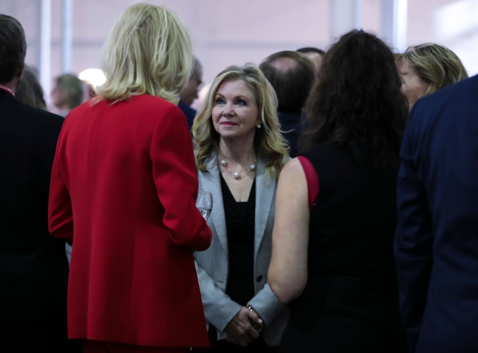 <strong>U.S. Sen. Marsha Blackburn mingles at the Shelby County Republican Party's annual Lincoln Day Dinner on April 29, 2022.</strong> (Patrick Lantrip/Daily Memphian)