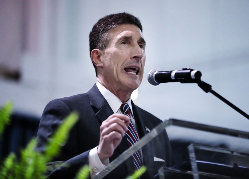 <strong>U.S. Rep. David Kustoff speaks at the Shelby County Republican Party's annual Lincoln Day Dinner on April 29, 2022.</strong> (Patrick Lantrip/Daily Memphian)