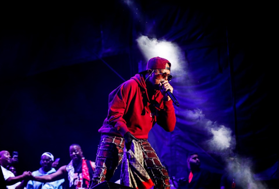 <strong>DJ Paul of Three 6 Mafia performs during the first day of Beale Street Music Fest on Friday, April 29, 2022, at Liberty Park.</strong> (Mark Weber/The Daily Memphian)