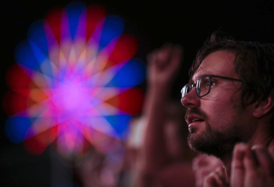 <strong>Fans watch Death Cab for Cutie play at Beale Street Music Fest at Liberty Park, April 30, 2022.</strong> (Patrick Lantrip/Daily Memphian)