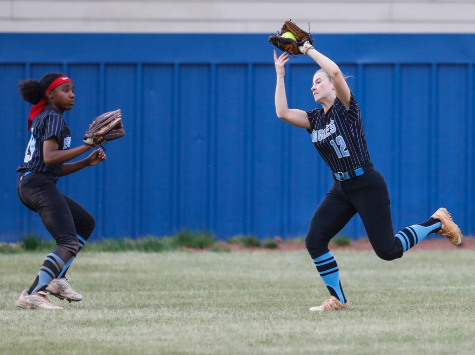 <strong>St. Benedict outfielder Chloe Gerard makes an out in the game against Tipton-Rosemark on Monday, May 2, 2022.</strong> (Mark Weber/The Daily Memphian)