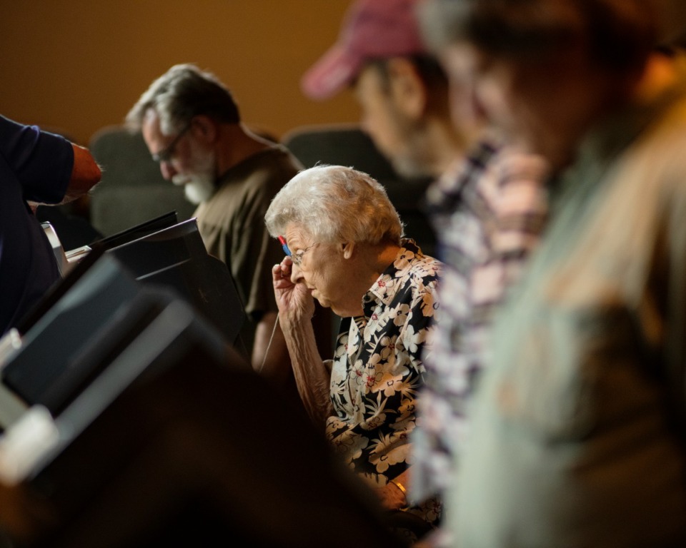 <strong>An elderly woman votes at Faith Presbyterian Church in Germantown. </strong>(Houston Cofield/Special to The Daily Memphian)
