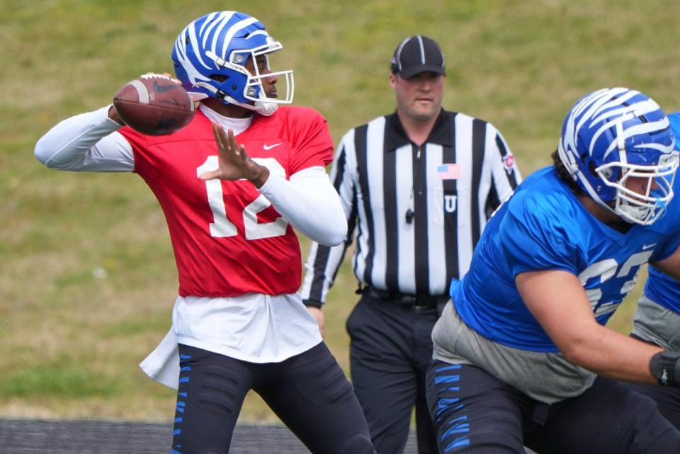 <strong>Tevin Carter during the Memphis Tigers spring scrimmage at Centennial High School on April 02, 2022 in Franklin, Tennessee.</strong> (Harrison McClary/Special to The Daily Memphian)