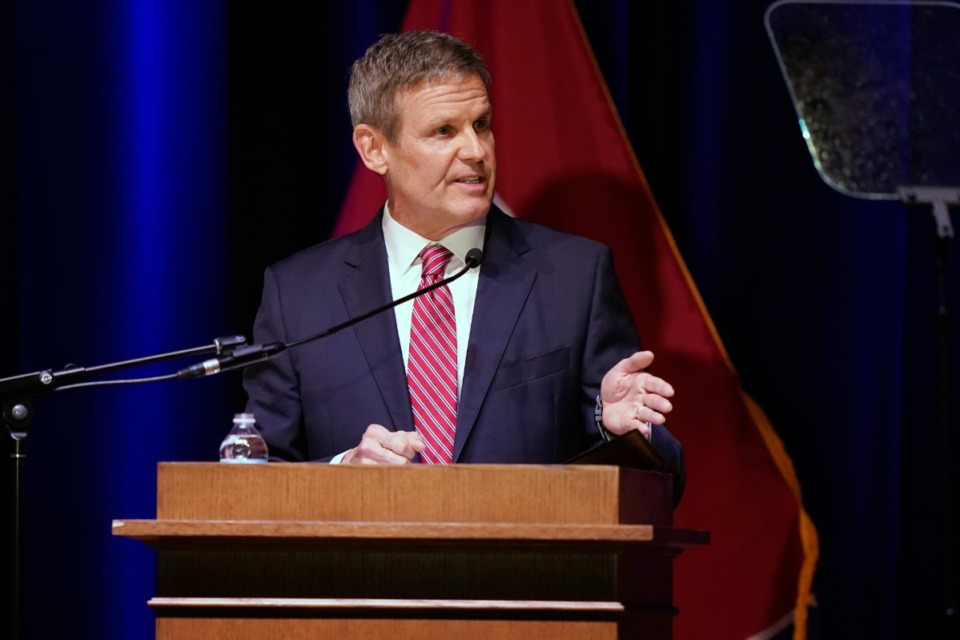 <strong>Tennessee Gov. Bill Lee delivers his State of the State Address in War Memorial Auditorium, Monday, Feb. 8, 2021, in Nashville</strong>. (AP File Photo/Mark Humphrey)