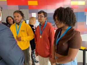 <strong>Tamarrio Anderson (left); Aayush Jain (center), and Logan Parson are the winners of the Tom Lee Poetry and Spoken Word competition by the Memphis River Parks Partnership.</strong> (Bill Dries/ Daily Memphian)