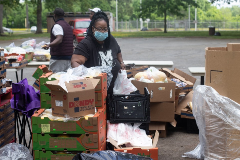 <strong>The Mid-South Food Bank donated food for Douglass' mobile food pantry. The Douglass area has a history of community gardens.&nbsp;</strong>(Daja E. Henry/Daily Memphian)