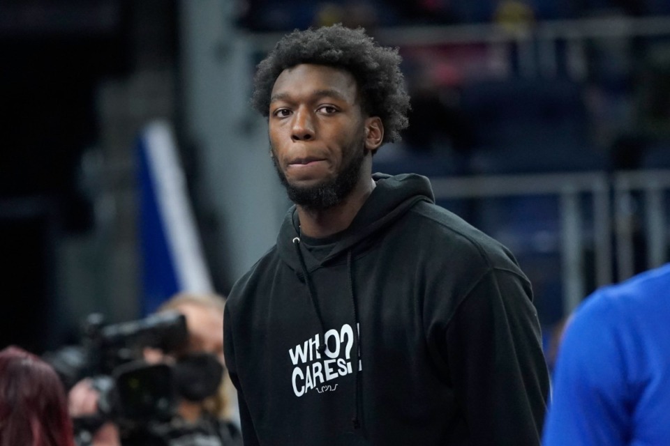 <strong>Golden State Warriors' James Wiseman observes from the sidelines before the Warriors&rsquo; game against the Boston Celtics in San Francisco, on March 16.</strong> (Jeff Chiu/Associated Press)