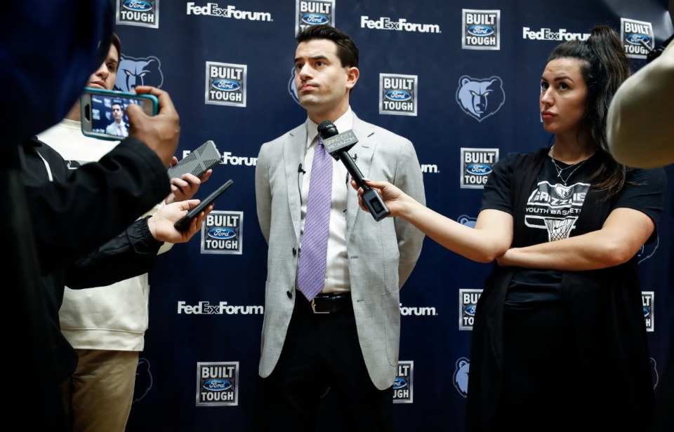 <strong>At 33, Memphis Grizzlies&rsquo; Vice President of Basketball Operations Zach Kleiman (middle, in a file photo), is the youngest person to be named the league&rsquo;s Executive of the Year.</strong> (Mark Weber/Daily Memphian)