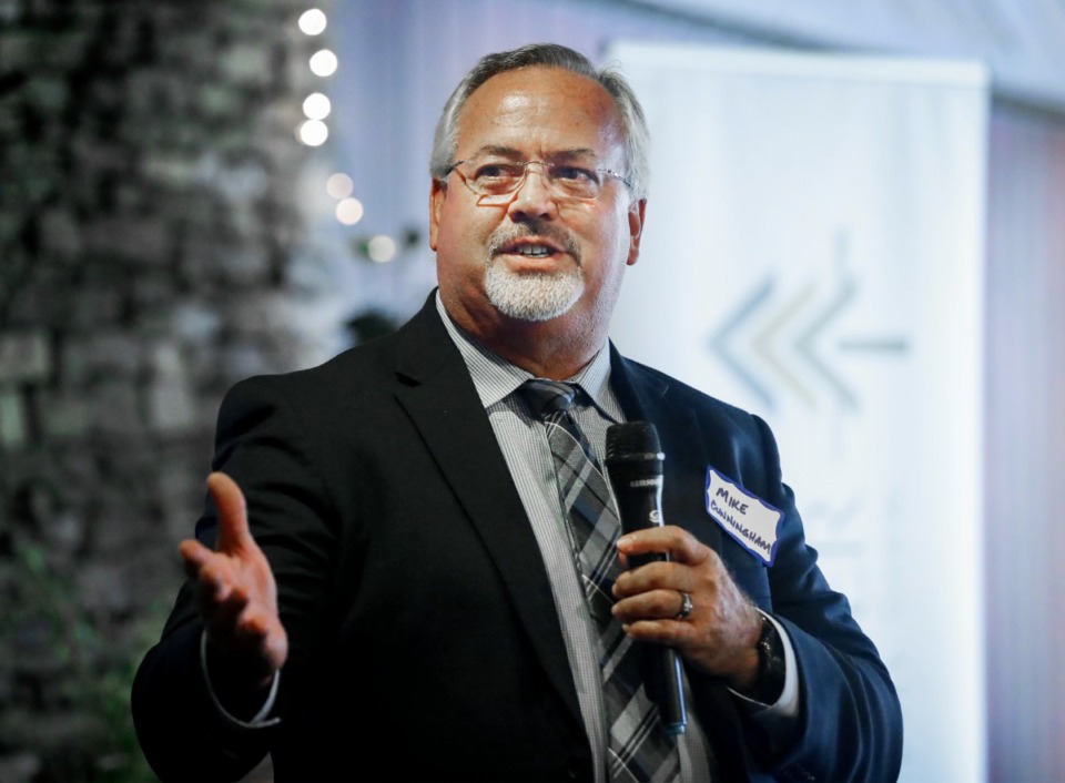 <strong>Lakeland Mayor Mike Cunningham gives his state of the city address at the Lakeland Chamber of Commerce luncheon on Wednesday, Sept. 22, 2021.</strong> (Mark Weber/The Daily Memphian file)