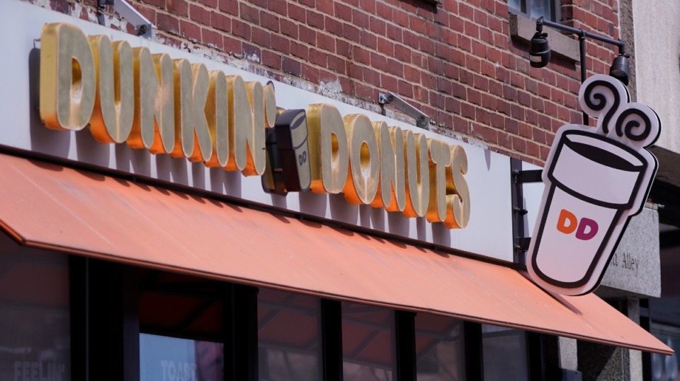 <strong>A Dunkin' franchise, Tuesday, April 5, 2022, in Boston.</strong> (AP Photo/Charles Krupa)