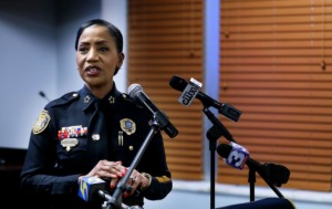 <strong>&ldquo;How do we prevent and divert young people from even going into the criminal justice system? It&rsquo;s sad when we have a 13-year-old committing felonies,&rdquo; Memphis Police Chief Cerelyn &ldquo;C.J.&rdquo; Davis, seen here, said at the Germantown Area Chamber of Commerce. Davis appealed to the public to play a role in cultivating a safer community.</strong> (Patrick Lantrip/Daily Memphian)