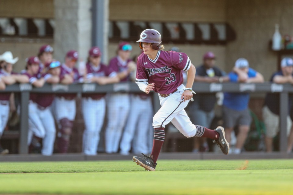 <strong>Collierville&rsquo;s JD Whitworth runs to home plate during the game against the Hentry County Patriots on Friday, May 20, 2022.</strong> (Justin Ford/ Special to The Daily Memphian)