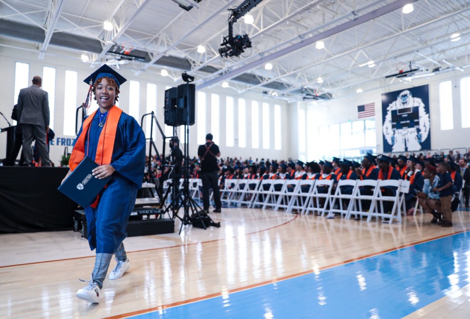 <strong>Seniors at Crosstown High School collected their diplomas as the school's first ever graduating class Saturday in the school gym.</strong> (Patrick Lantrip/Daily Memphian)
