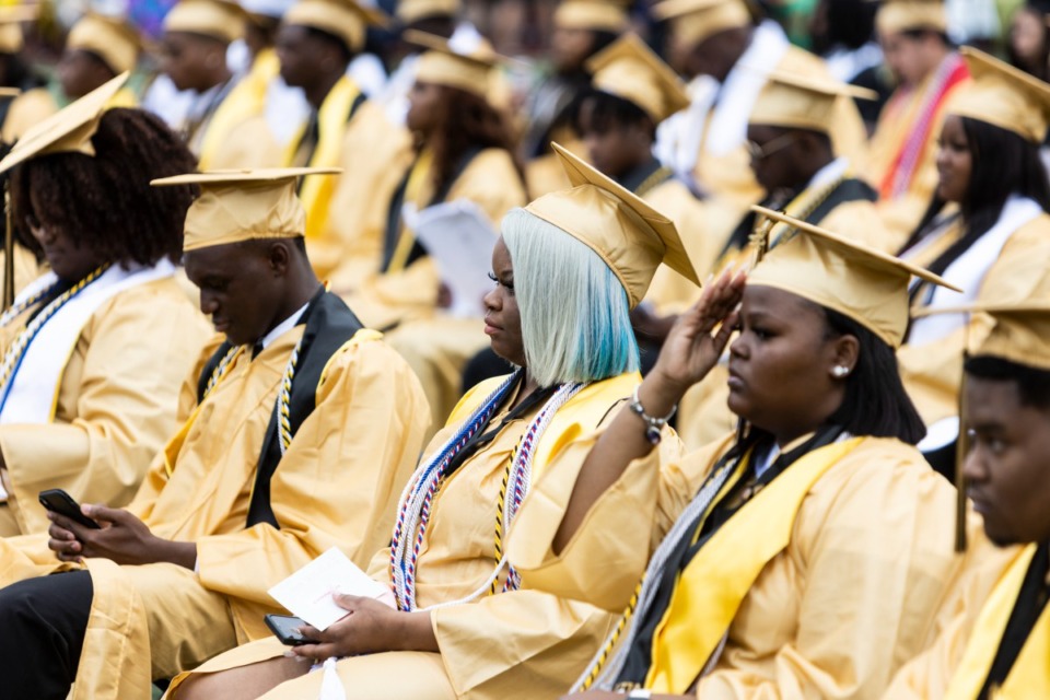 <strong>Whitehaven High School graduating seniors are seated at the start of their commencement Saturday.</strong> (Brad Vest/Special to The Daily Memphian)