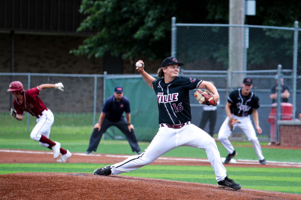 <strong>Collierville&rsquo;s Keaton Baird (16) pitches during the May 24 state championship tournament game against Riverdale in Murfreesboro, Tennessee.</strong> (Patrick Lantrip/Daily Memphian)