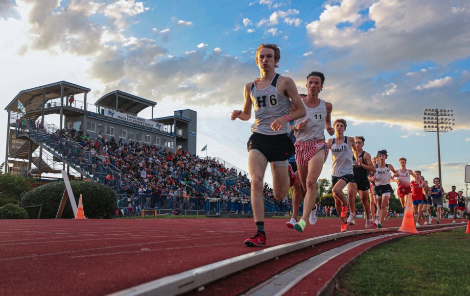 <strong>Runners take a lap during boys 3200 meter run at the TSSAA state championships in Murfreesboro, Tennessee May 26, 2022.</strong> (Patrick Lantrip/Daily Memphian)