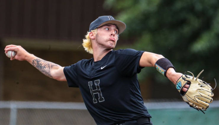 <strong>Houston pitcher Dean McCalla (20) throws the ball in the Class 4A State Baseball championship game in Murfreesboro, Tennessee May 28, 2022.</strong> (Patrick Lantrip/Daily Memphian)