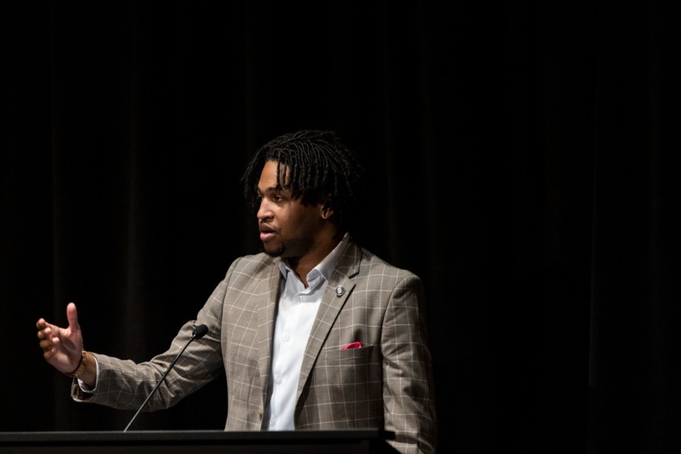 <strong>State representative Torrey Harris moderated the panel of the Juvenile Justice Board meeting at the University of Tennessee Health Science Center&rsquo;s Student-Alumni Center Auditorium.</strong> (Brad Vest/Special to The Daily Memphian)