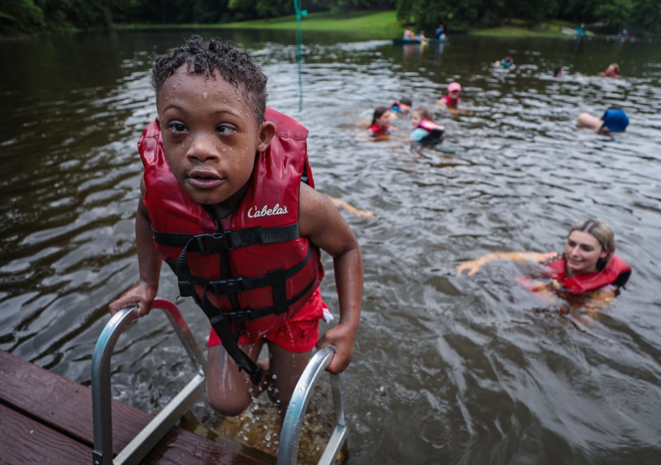 <strong>Youths attending Camp Able at St. Columba in Bartlett enjoy outdoor activities including swimming in a lake.</strong>&nbsp;(Patrick Lantrip/The Daily Memphian)