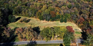 Fall colors surround the fifth hole of the Overton Park golf course Nov. 19, 2020. (Patrick Lantrip/Daily Memphian)