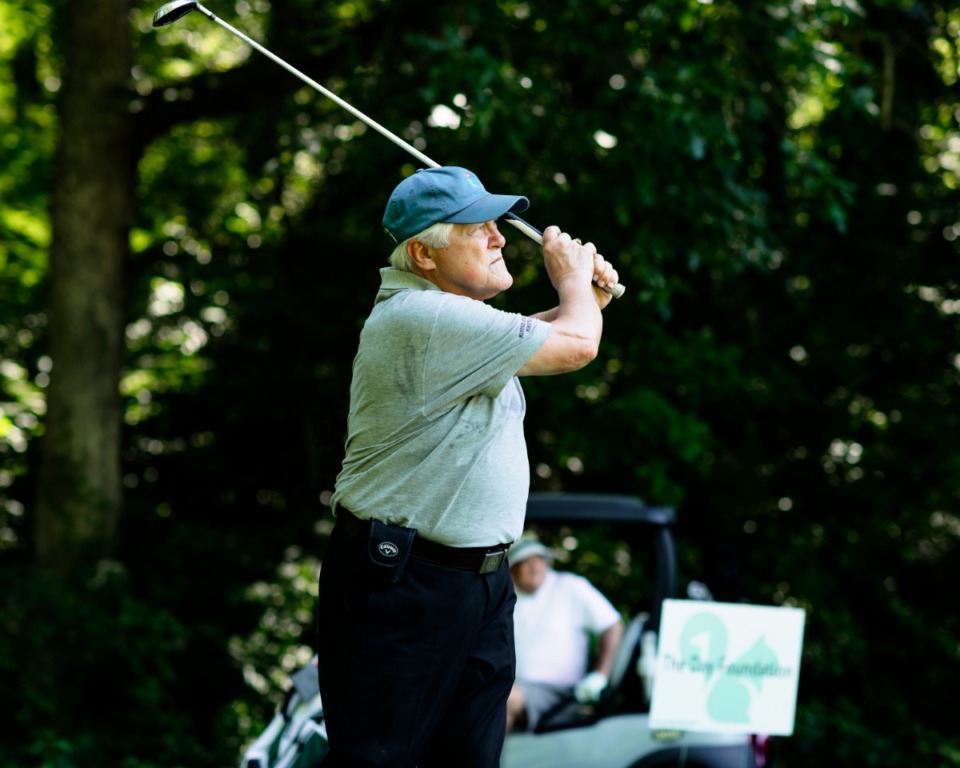 <strong>Golf pro Vince Alfonso hits a drive off the third tee of the newly renovated Overton Park 9.</strong> (Houston Cofield/Special To The Daily Memphian)